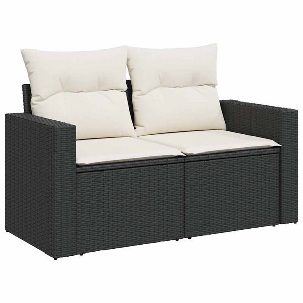 vidaXL 6 Piece Garden Sofa Set with Cushions Black Poly Rattan