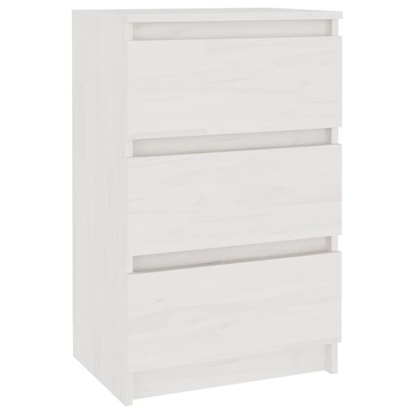 vidaXL Bedside Cabinet White 40x29.5x64 cm Solid Pine Wood