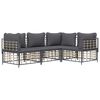 vidaXL 4 Piece Garden Lounge Set with Cushions Anthracite Poly Rattan