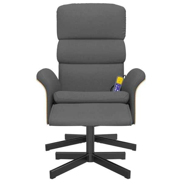 vidaXL Massage Recliner Chair with Footstool Dark Grey Fabric