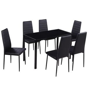 vidaXL Seven Piece Dining Table Set Black