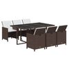 vidaXL 7 Piece Garden Dining Set with Cushions Poly Rattan Brown