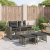 vidaXL 4 Piece Garden Sofa Set with Cushions Grey Poly Rattan Glass
