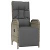 vidaXL Garden Reclining Chairs 2 pcs with Table Grey Poly Rattan