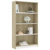 vidaXL 4-Tier Book Cabinet White and Sonoma Oak 80x24x142 cm Engineered Wood