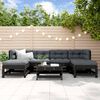 vidaXL 7 Piece Garden Lounge Set with Cushions Black Solid Wood