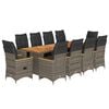 vidaXL 11 Piece Garden Bistro Set with Cushions Grey Poly Rattan