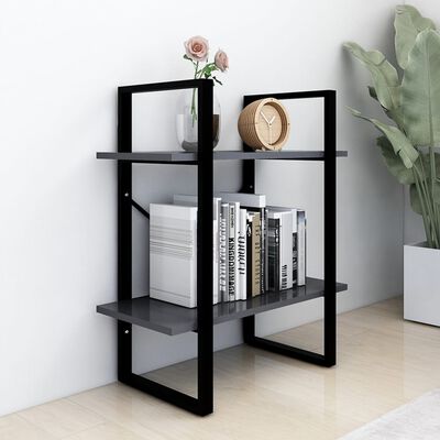 vidaXL 2-Tier Book Cabinet Grey 60x30x70 cm Engineered Wood