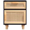 vidaXL Bedside Cabinets 2 pcs Black Solid Wood Pine and Natural Rattan