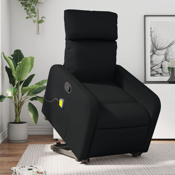 vidaXL Stand up Massage Recliner Chair Black Faux Leather