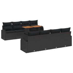 vidaXL Garden Sofa Set 7 pcs Black