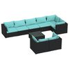 vidaXL 9 Piece Garden Lounge Set with Cushions Black Poly Rattan