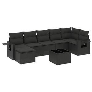 vidaXL 8 Piece Garden Sofa Set with Cushions Black Poly Rattan