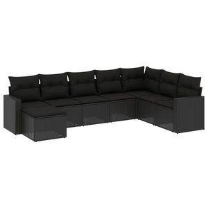 vidaXL 8 Piece Garden Sofa Set with Cushions Black Poly Rattan