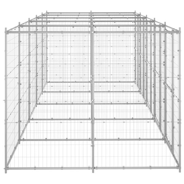 vidaXL Outdoor Dog Kennel Galvanised Steel 12.1 m²