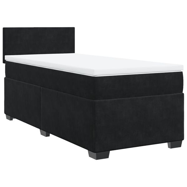 vidaXL Box Spring Bed with Mattress Black King Single Fabric
