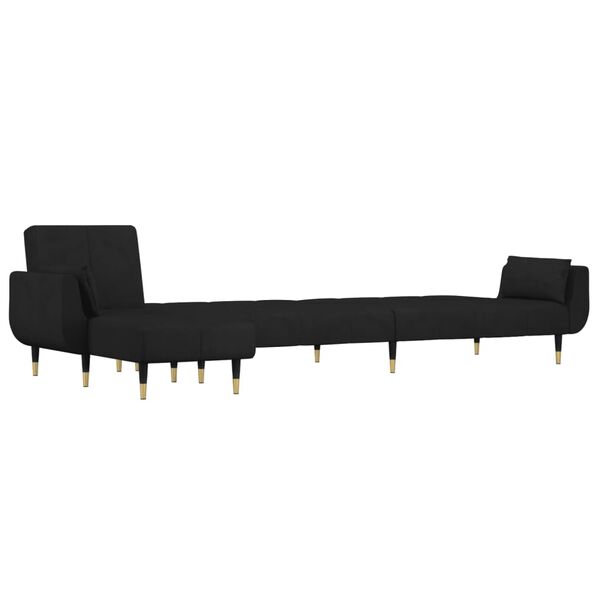 vidaXL L-shaped Sofa Bed Black 275x140x70 cm Velvet