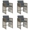 vidaXL Garden Chairs with Cushions 4 pcs Grey Poly Rattan