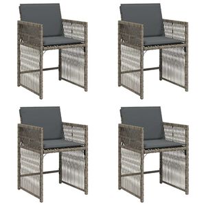 vidaXL Garden Chairs with Cushions 4 pcs Grey Poly Rattan