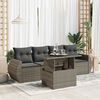 vidaXL 5 Piece Garden Sofa Set with Cushions Grey Poly Rattan