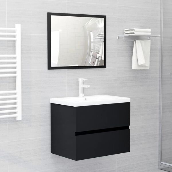 vidaXL Bathroom Furniture Set Black Engineered Wood