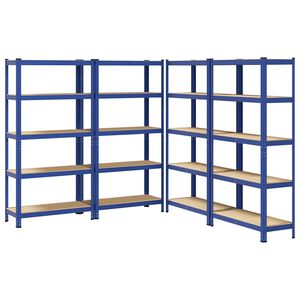 vidaXL 5-Layer Storage Shelves 4 pcs Blue Steel&Engineered Wood