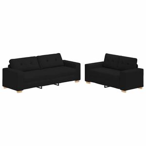 vidaXL 2 Piece Sofa Set with Cushions Black Fabric