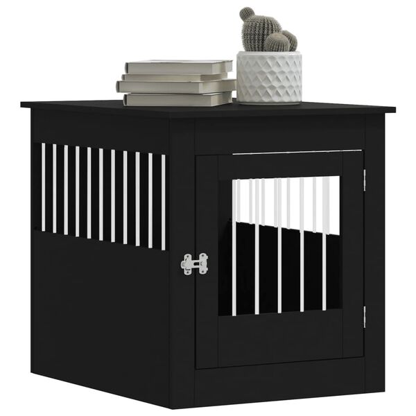 vidaXL Dog Crate Furniture Black 64.5x80x71 cm Engineered Wood