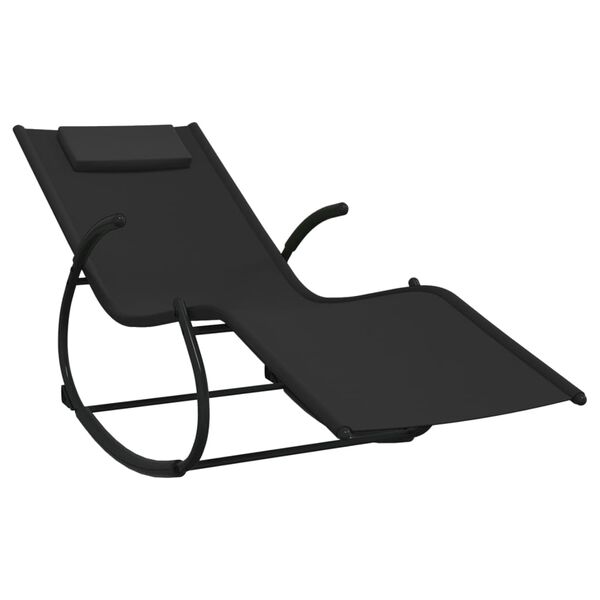vidaXL Rocking Sun Loungers 2 pcs Black Steel and Textilene