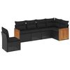 vidaXL 6 Piece Garden Sofa Set with Cushions Black Poly Rattan