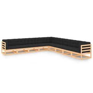vidaXL 9 Piece Garden Lounge Set with Cushions Solid Wood Pine