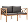 vidaXL Garden Bench with Grey Cushions Solid Teak Wood