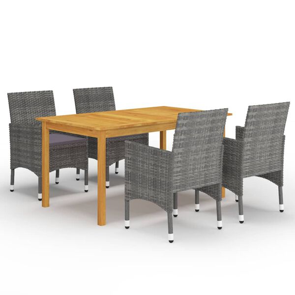 vidaXL 5 Piece Garden Dining Set Grey