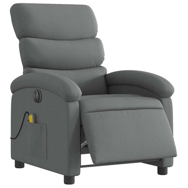 vidaXL Electric Massage Recliner Chair Dark Grey Fabric