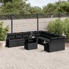 vidaXL 11 Piece Garden Sofa Set with Cushions Black Poly Rattan
