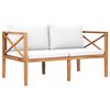 vidaXL Garden Bench with Cream Cushions Solid Teak Wood