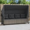 vidaXL Sun Lounger with Canopy and Cushions Grey Poly Rattan