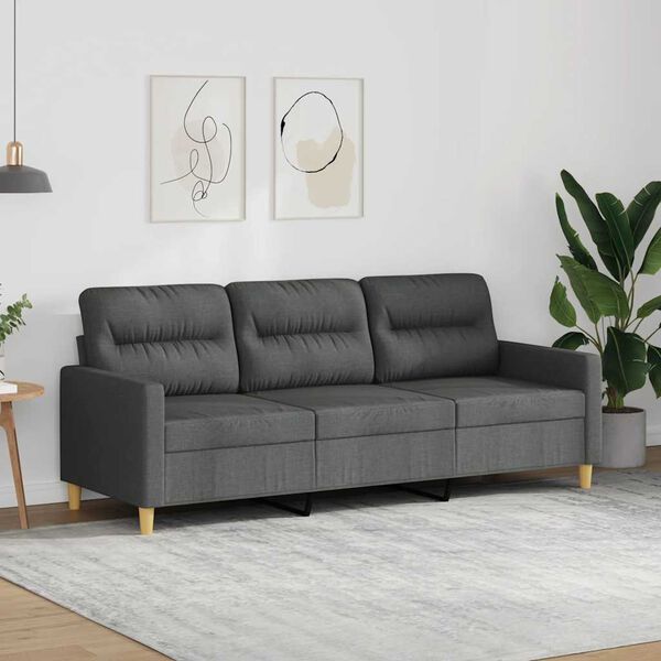 vidaXL 3-Seater Sofa Dark Grey 180 cm Fabric