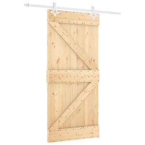 vidaXL Sliding Door Natural and White 90 x 210 cm Solid Pine Wood