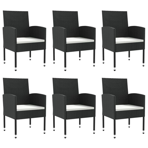vidaXL 7 Piece Garden Dining Set Black Poly Rattan and Steel