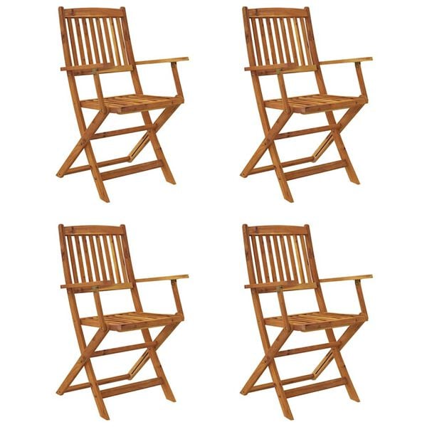 vidaXL 5 Piece Folding Outdoor Dining Set Solid Acacia Wood