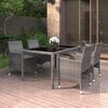 vidaXL 5 Piece Garden Dining Set Poly Rattan and Tempered Glass Grey