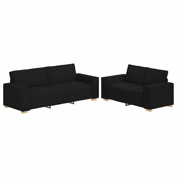 vidaXL 2 Piece Sofa Set with Cushions Black Fabric