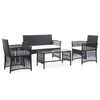 vidaXL 4 Piece Garden Lounge Set with Cushion Poly Rattan Black