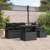 vidaXL Garden Sofa Set Height-Adjustable 6 pcs Black Poly Rattan
