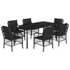 vidaXL 7 Piece Garden Dining Set with Cushions Black Poly Rattan