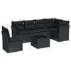 vidaXL 7 Piece Garden Sofa Set with Cushions Black Poly Rattan