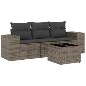 vidaXL 4 Piece Garden Sofa Set with Cushions Grey Poly Rattan