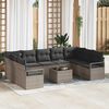 vidaXL Sofa Set with Cushion 10 pcs Light Grey Poly Rattan