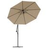 vidaXL Cantilever Garden Parasol with LED Lights and Steel Pole 300 cm Taupe